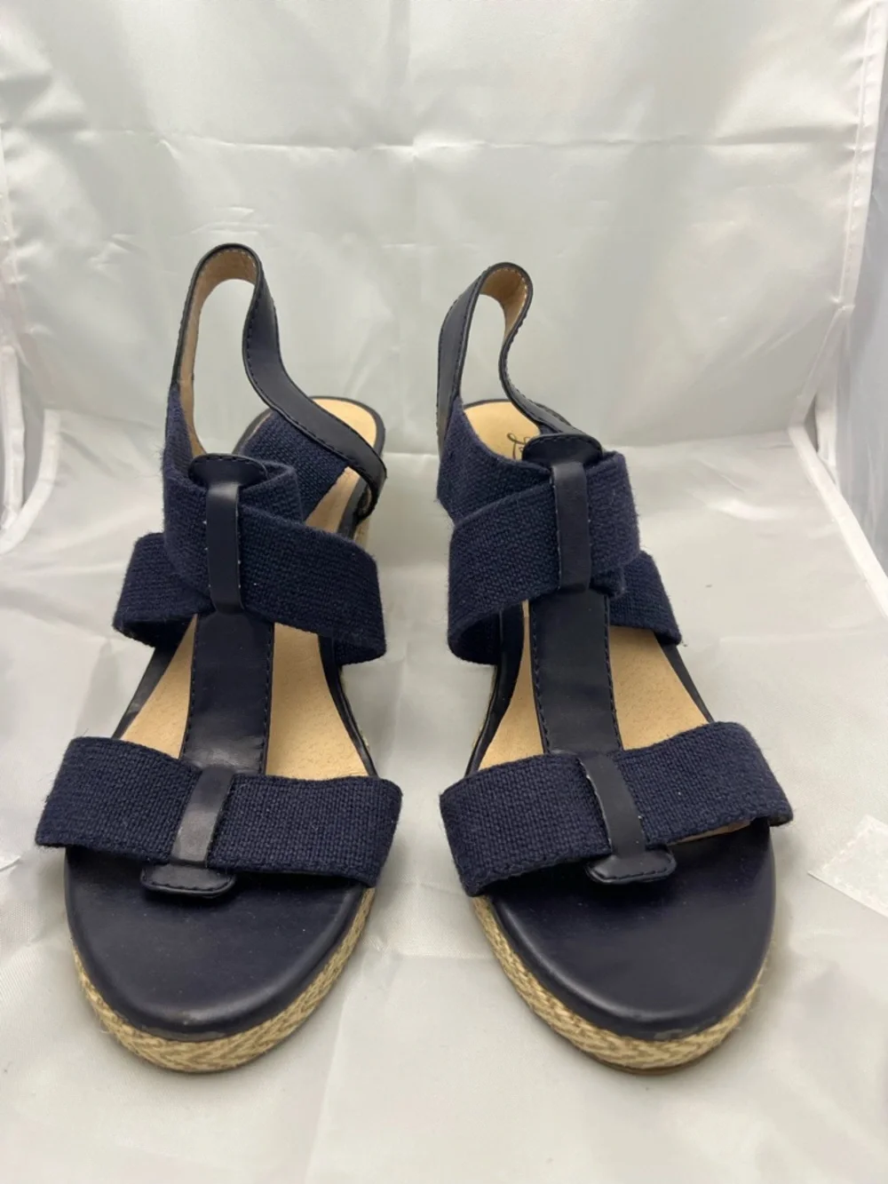Lucky Brand Navy Slingback‎ Espadrille Wedge Sandals Size 9